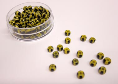 Glasperlen gestreift 5mmD gelb mit schwarz